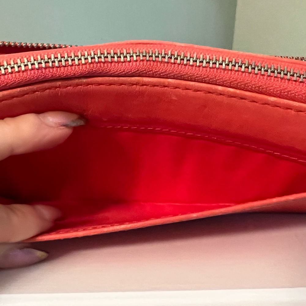 Coach Perforated Coral Zip Wristlet Wallet - Picture 8 of 10